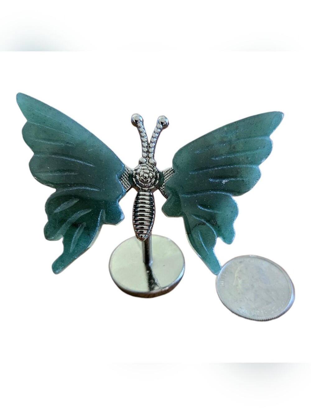 Green Adventurine Butterfly Wing With Stand - Decorative Butterfly